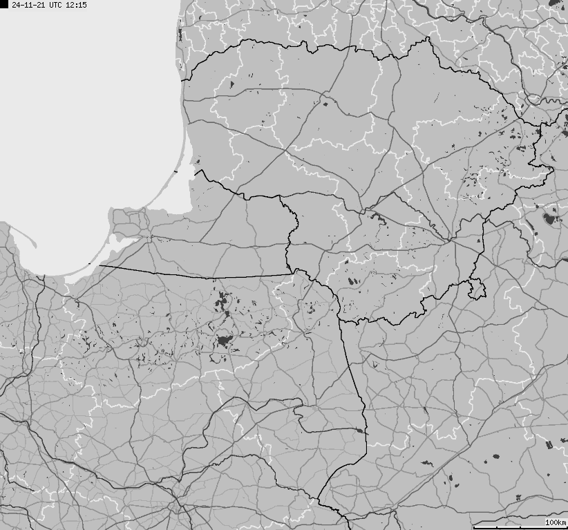 Map of lightnings across Poland