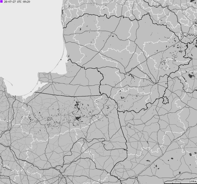 Map of lightnings across Poland