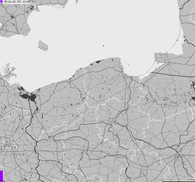 Mapa wyładowań atmosferycznych na obszarze Polski