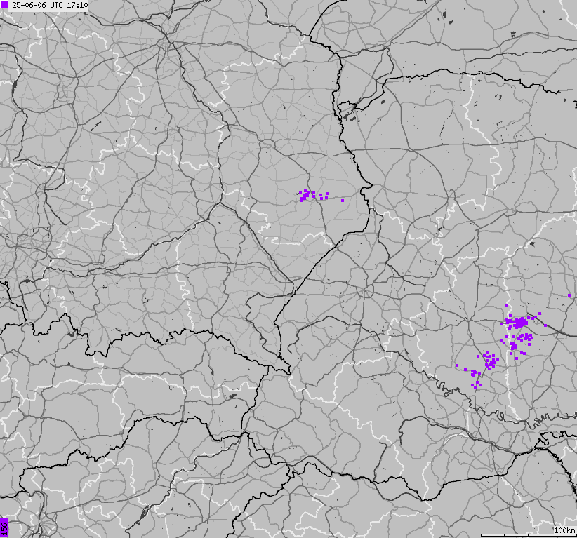 Map of lightnings across Poland