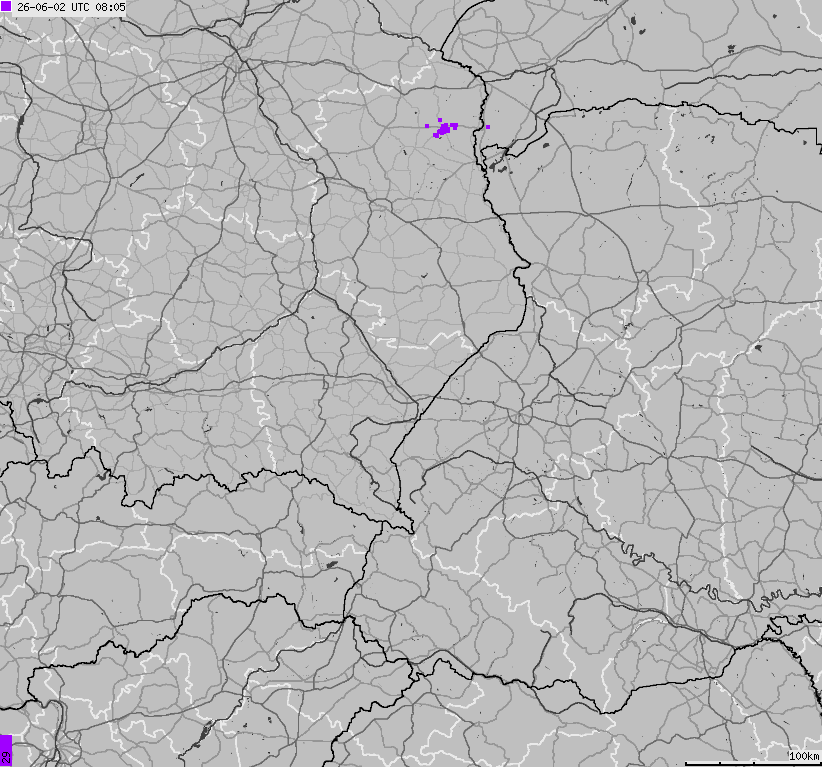 Map of lightnings across Poland