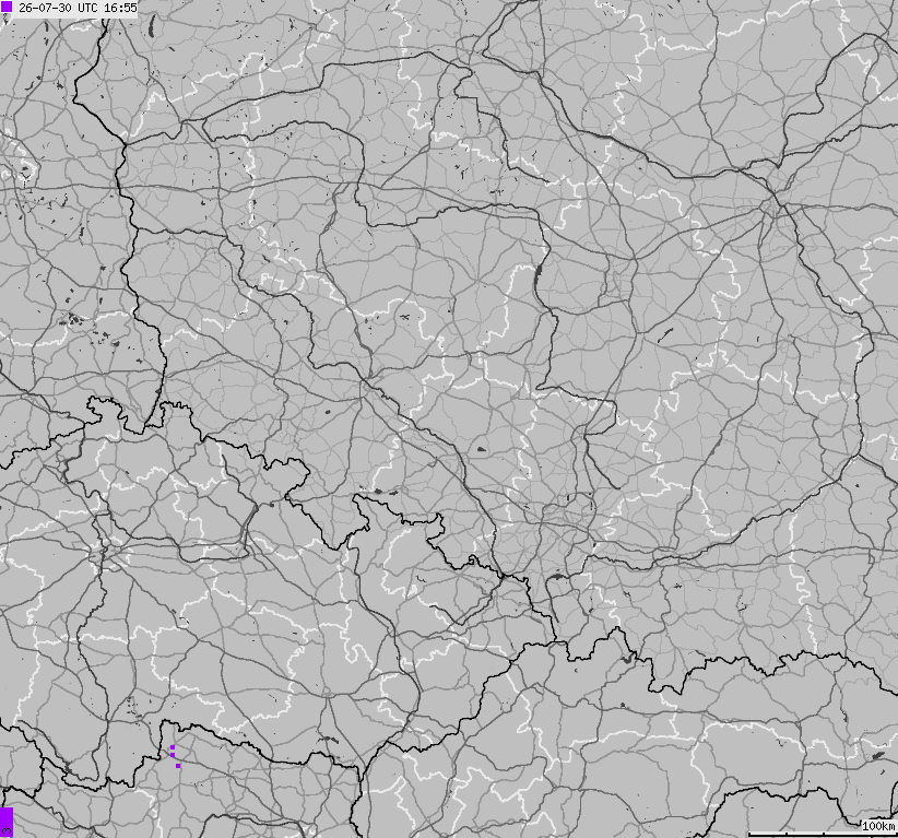 Map of lightnings across Poland