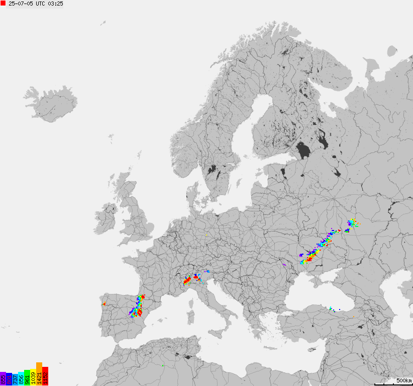 Storm report map of Europe