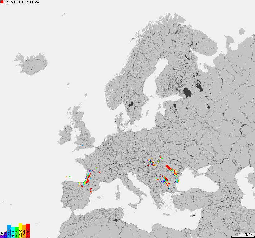 Storm report map of Europe
