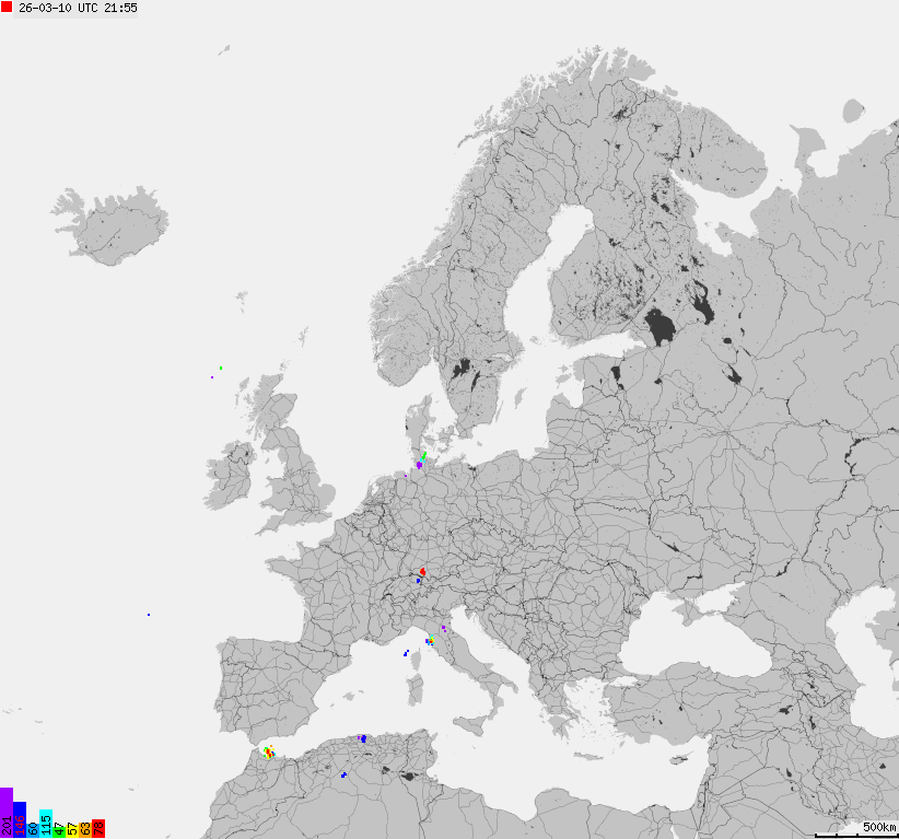 Storm report map of Europe