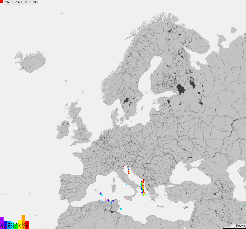 Storm report map of Europe