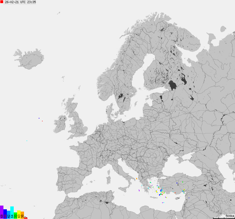 Storm report map of Europe