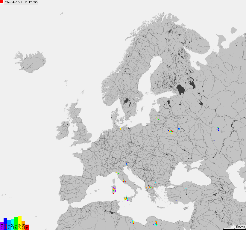 Storm report map of Europe