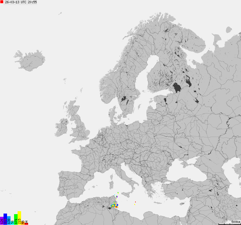 Storm report map of Europe