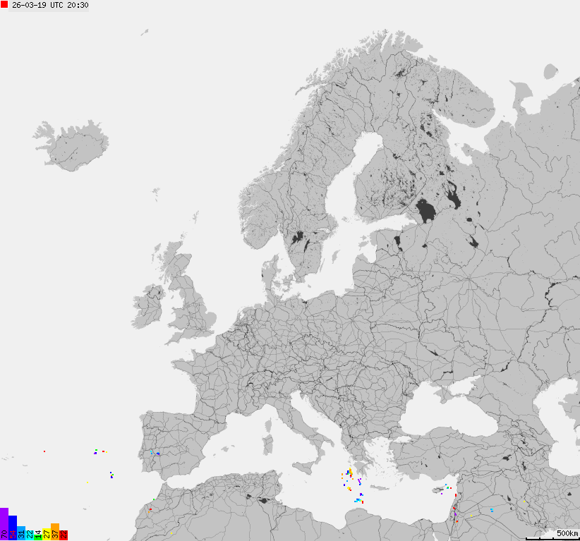 Storm report map of Europe