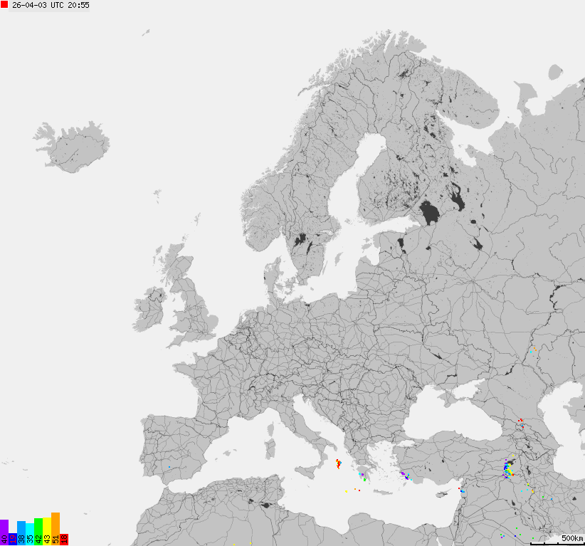 Storm report map of Europe