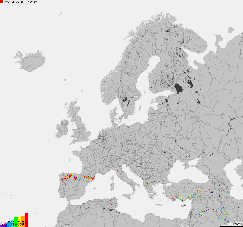 Storm report map of Europe