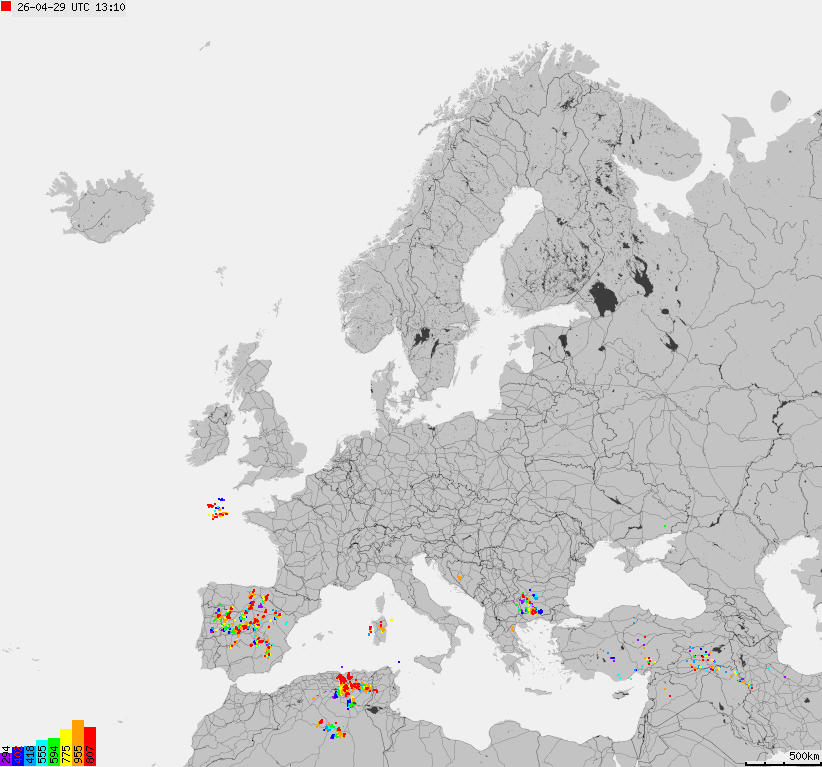 Storm report map of Europe