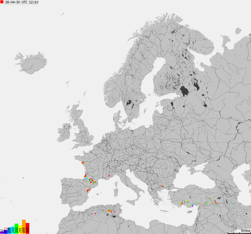 Storm report map of Europe