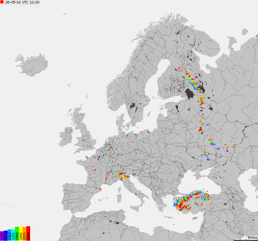 Storm report map of Europe
