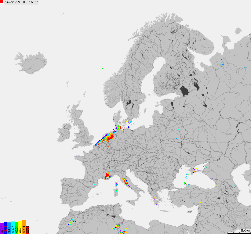 Storm report map of Europe