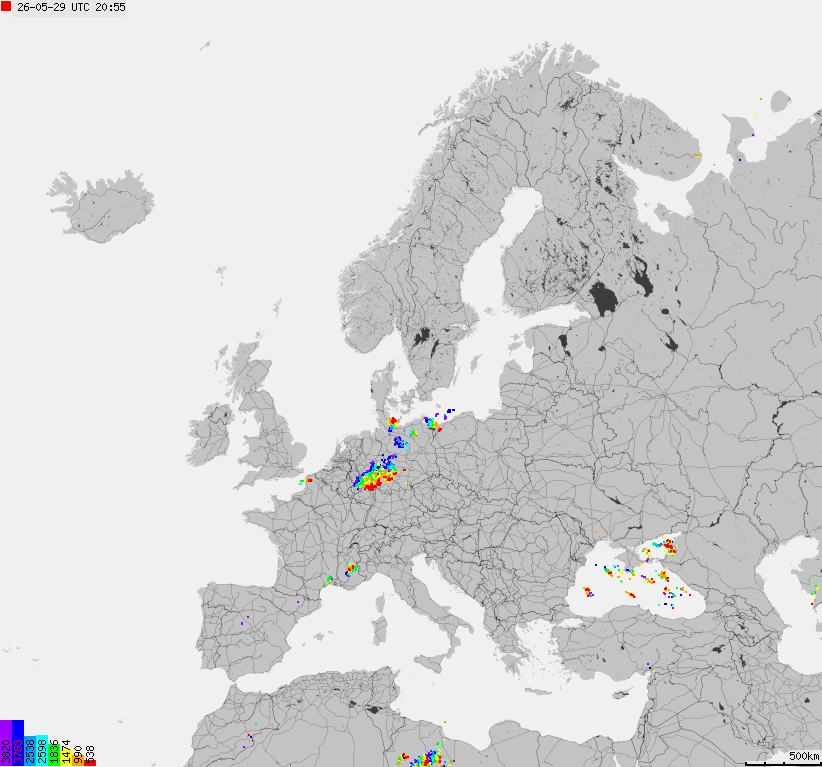Storm report map of Europe