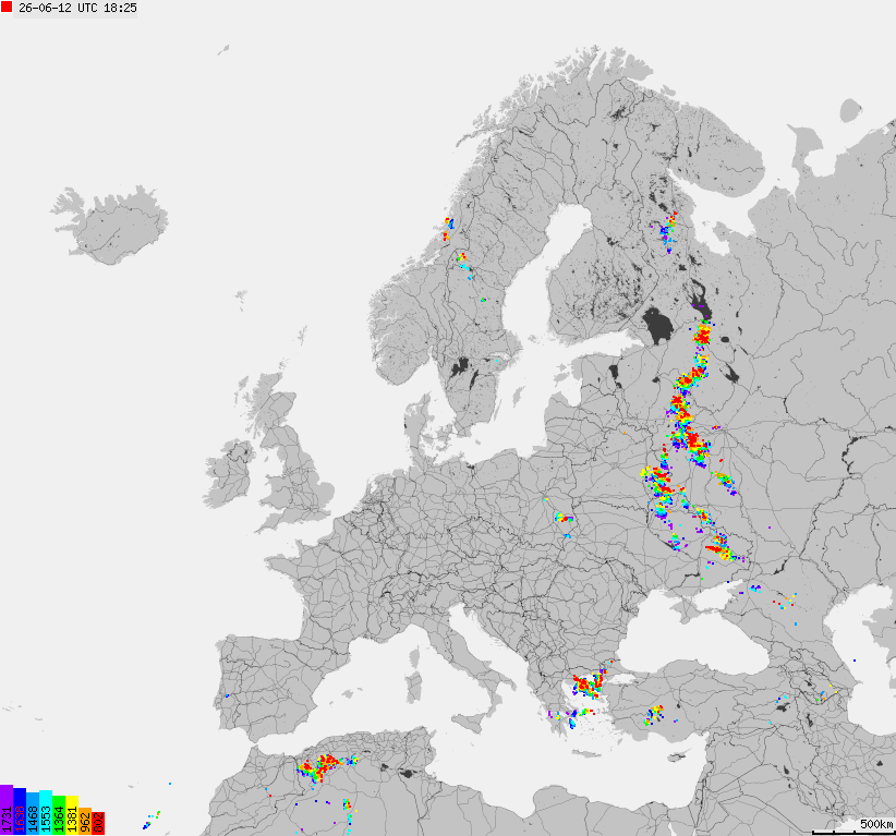 Storm report map of Europe
