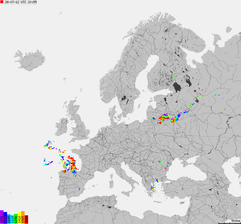 Storm report map of Europe