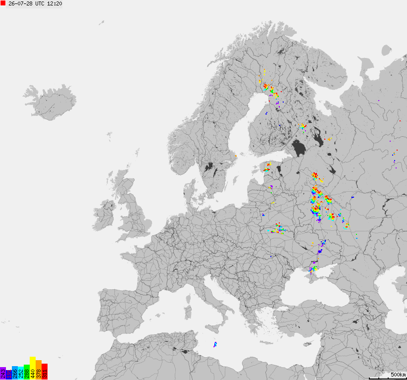 Storm report map of Europe