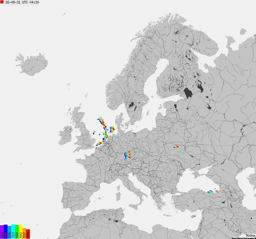 Storm report map of Europe