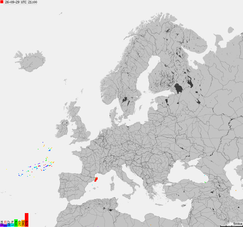 Storm report map of Europe