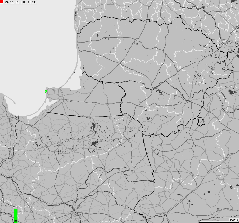 Map of lightnings across Poland