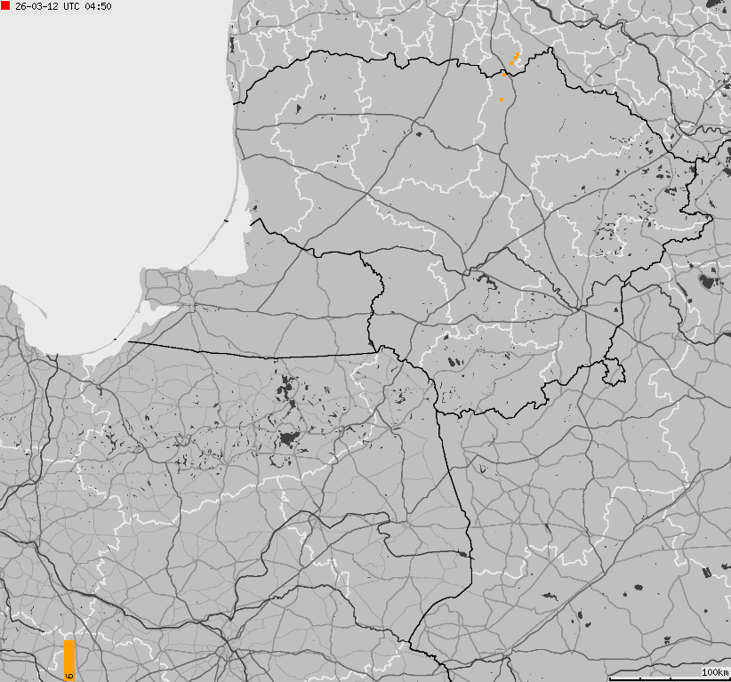 Map of lightnings across Poland