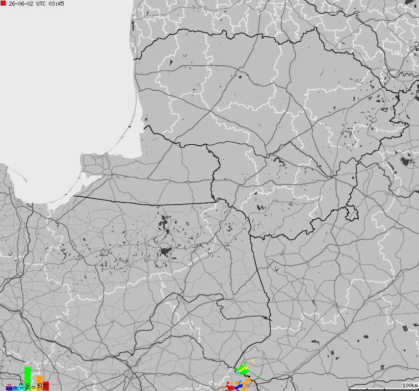 Mapa wyładowań atmosferycznych na obszarze Polski