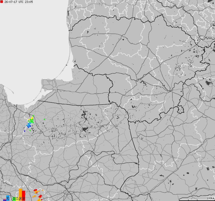 Mapa wyładowań atmosferycznych na obszarze Polski