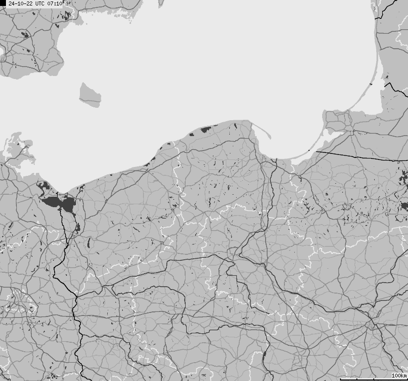 Map of lightnings across Poland