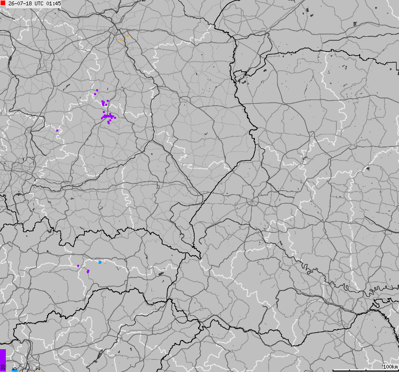 Mapa wyładowań atmosferycznych na obszarze Polski