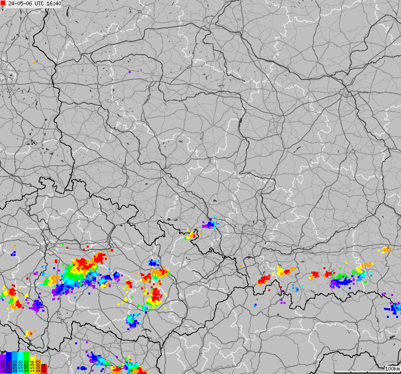 Mapa burzowa Polski południowo-zachodniej