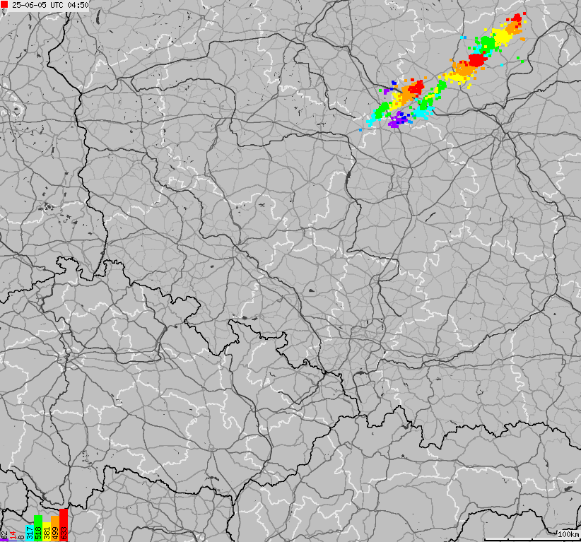Map of lightnings across Poland