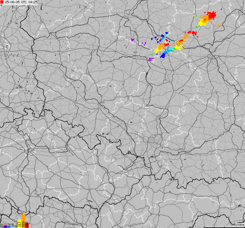 Map of lightnings across Poland
