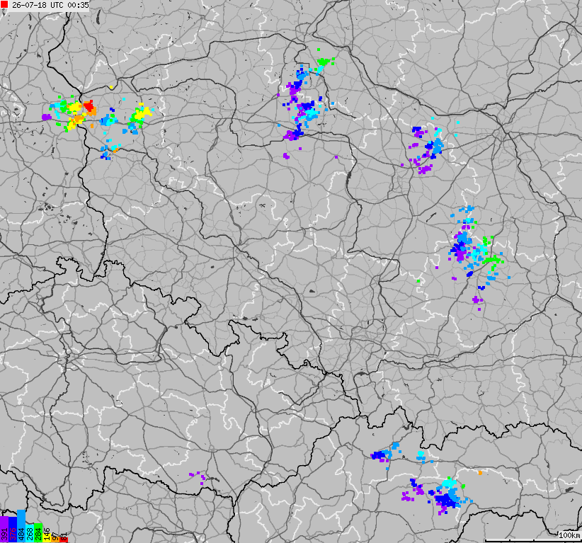 Mapa wyładowań atmosferycznych na obszarze Polski