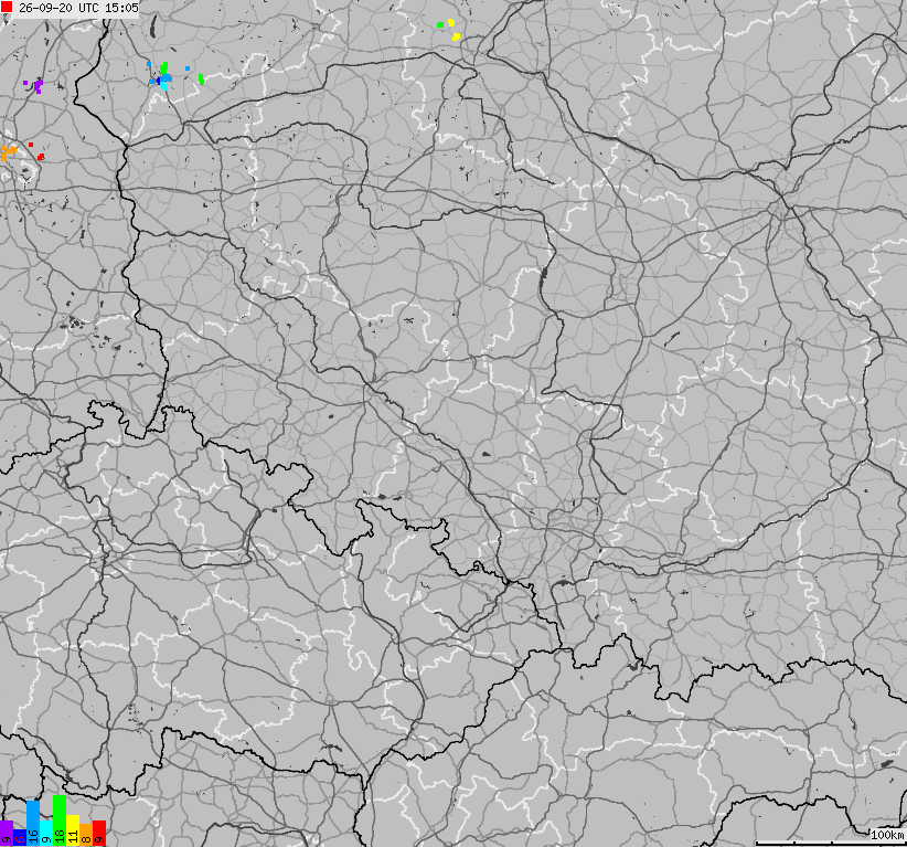 Mapa wyładowań atmosferycznych na obszarze Polski