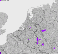 Storm report map of Belgium, Luxembourg, Netherlands