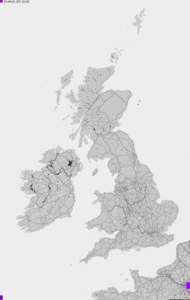 Storm report map of British Isles