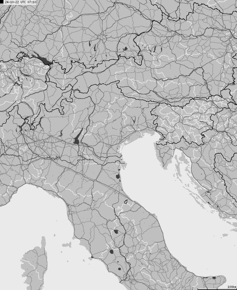 Map of lightnings across Italy