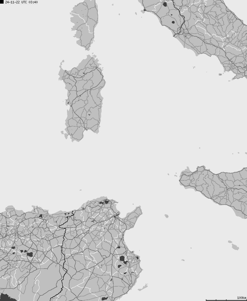 Mapa wyładowań atmosferycznych na obszarze Włoch