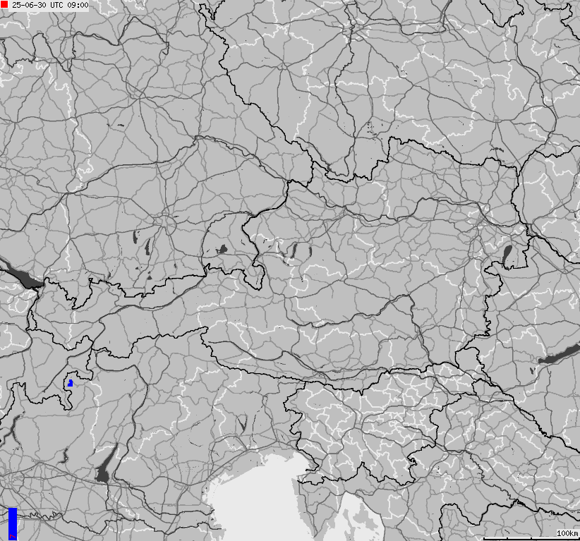 Map of lightnings across Austria