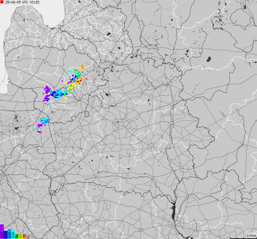 Map of lightnings Belarus