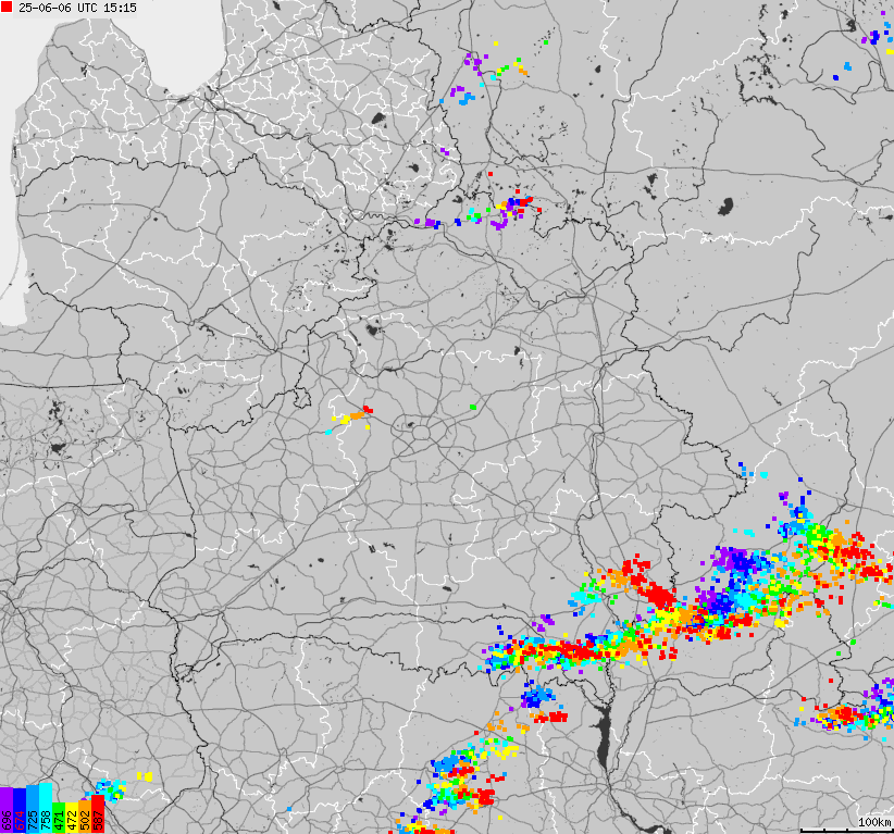 Map of lightnings Belarus
