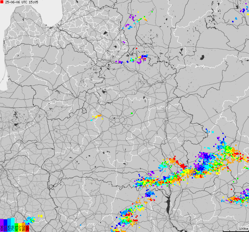 Map of lightnings Belarus