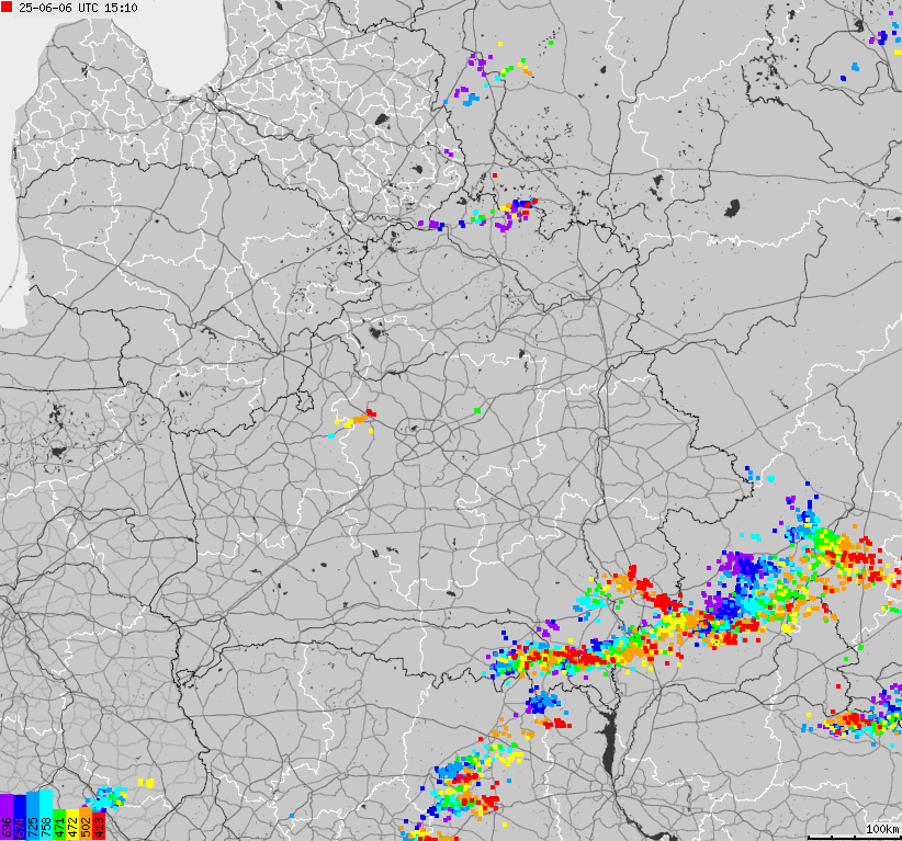 Map of lightnings Belarus