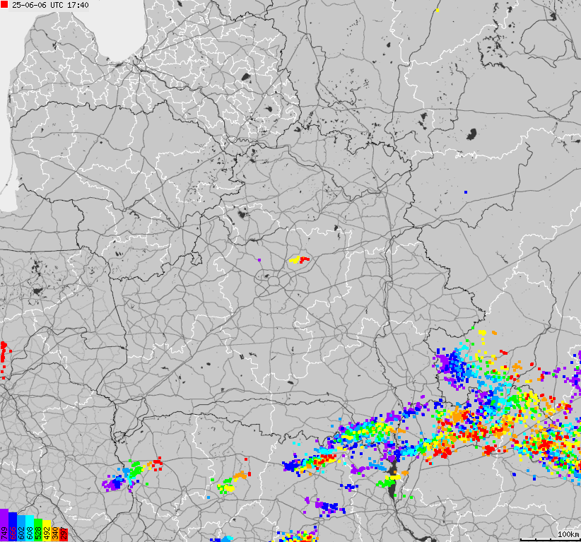 Map of lightnings Belarus