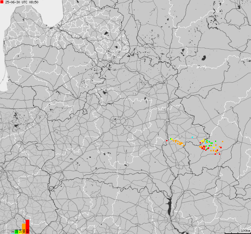 Map of lightnings Belarus
