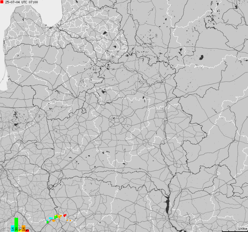 Map of lightnings Belarus