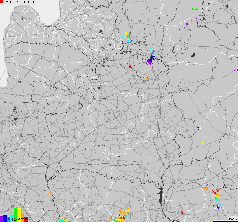 Map of lightnings Belarus
